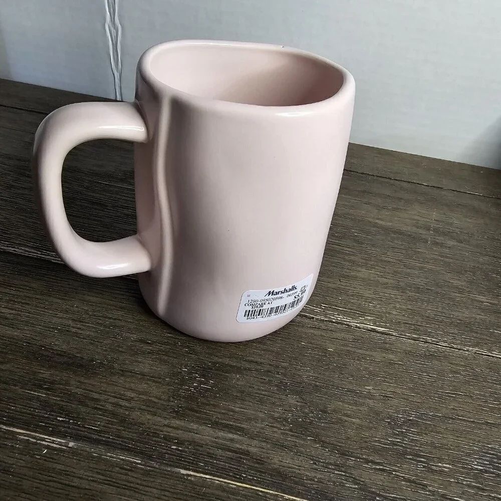 NWT Rae Dunn Artisan First Kiss Pastel Pink Valentine's Day Mug 2021 Magenta